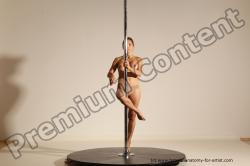 Nude Gymnastic poses Woman White Slim medium blond Dancing Dynamic poses Pinup